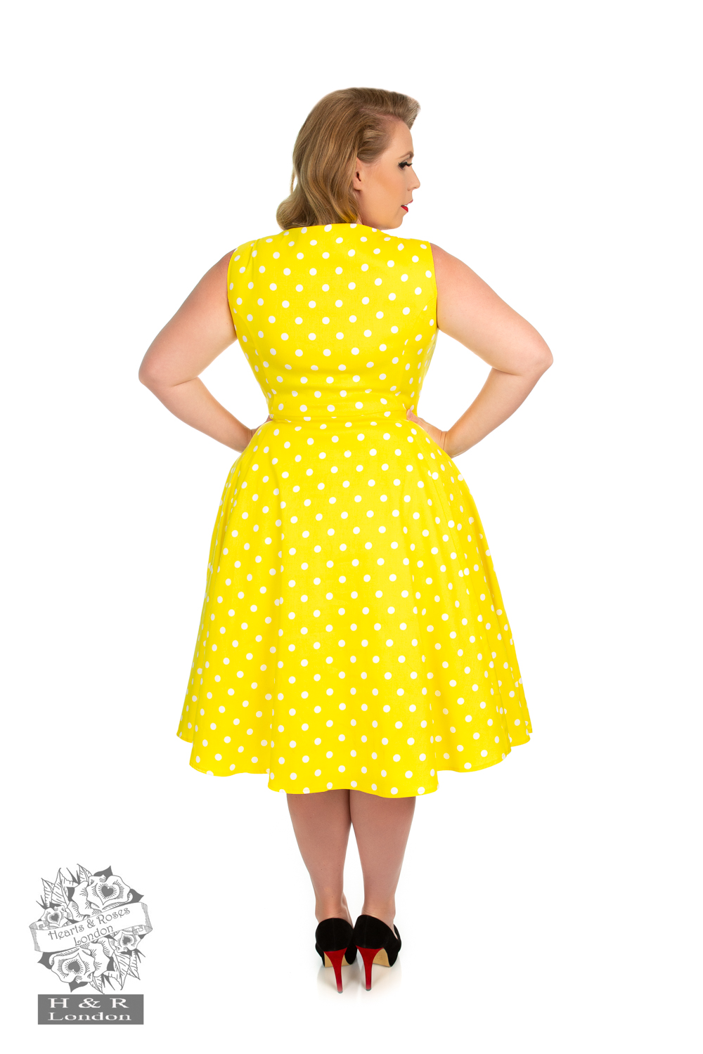 Cindy Polka Dot Swing Dress in Yellow